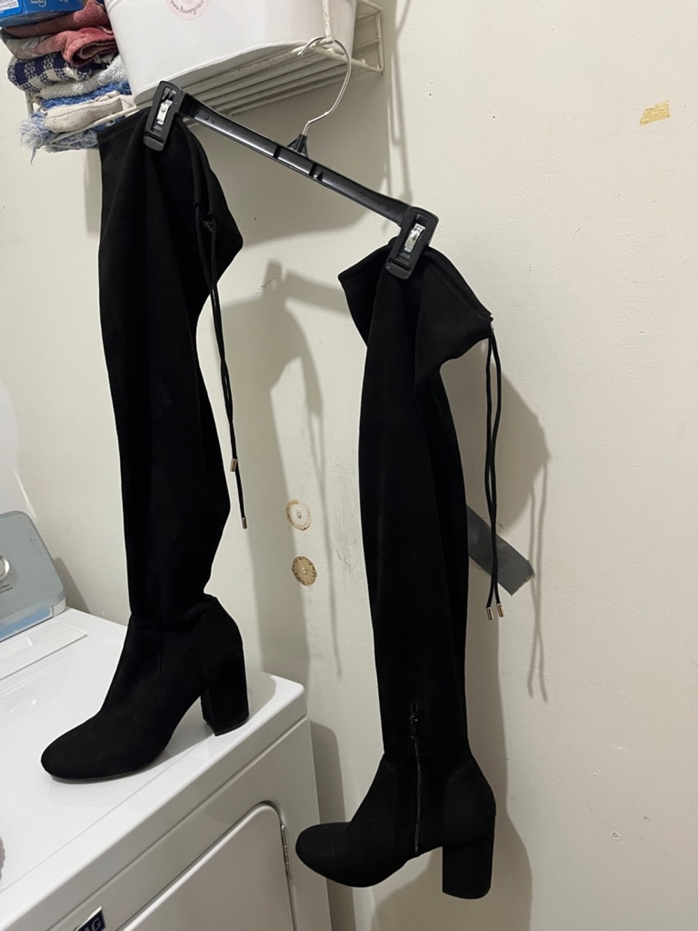 Christian Siriano Black Over-the-Knee Block Heel Boots